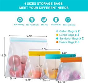 img 3 attached to 👜 Stand Up Reusable Food Storage Bags - Pack of 9, Ziplock Freezer Bags for Leakproof Storage - Gallon Size, Versatile Reusable Food and Sandwich Bags - Ideal for Kids Snacks