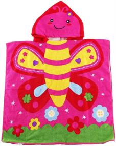 img 3 attached to 🏖️ Hooded Beach Bath Towel Poncho for Kids - Soft Cartoon Swim Towels Wrap with Hood for Boys and Girls (1-pansy01, 2-7 Years)