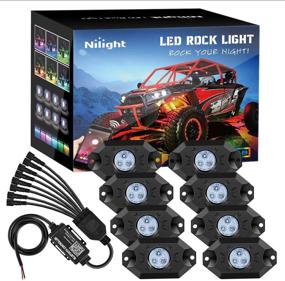 img 4 attached to 🌈 Nilight RGB LED Rock Lights Kit - 8 Pods Underglow Multicolor Neon Light With Bluetooth App Control, Timing Function, Flashing Music Mode, IP68 Exterior Wheel Well Light for ATV UTV
