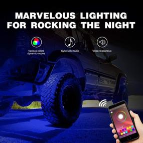 img 3 attached to 🌈 Nilight RGB LED Rock Lights Kit - 8 Pods Underglow Multicolor Neon Light With Bluetooth App Control, Timing Function, Flashing Music Mode, IP68 Exterior Wheel Well Light for ATV UTV