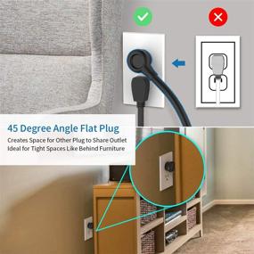 img 1 attached to NTONPOWER 15 футовая удлинительная проводка с розеткой и USB - сертифицирована ETL, 3 розетки 2 USB, настольная зарядная станция с креплением на стену - идеально подходит для дома, офиса, общежития, тумбочки - черная