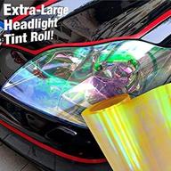 gloss chameleon vinyl headlight wet tinting adhesive extra large 12 inchx 96 inch wrap roll (yellow rainbow) logo