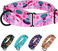 collardirect martingale collars for dogs - heavy duty floral pattern female safety 🌸 training wide collar in flower design - large medium sizes, made with durable nylon logo