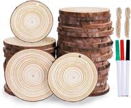 🎄 max fun wood slices 30pcs 2-2.8'' craft wood kit christmas ornaments unfinished predrilled with hole wooden circles for diy crafts logo