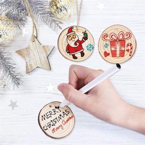 img 2 attached to 🎄 Max Fun Wood Slices 30Pcs 2-2.8'' Craft Wood Kit Christmas Ornaments Unfinished Predrilled with Hole Wooden Circles for DIY Crafts