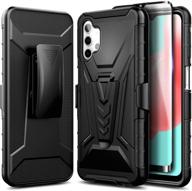 📱 black nznd case for samsung galaxy a32 5g with full coverage tempered glass screen protector, built-in kickstand, belt clip holster, and heavy duty shockproof armor defender - rugged protective case logo