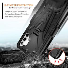 img 3 attached to 📱 Black NZND Case for Samsung Galaxy A32 5G with Full Coverage Tempered Glass Screen Protector, Built-in Kickstand, Belt Clip Holster, and Heavy Duty Shockproof Armor Defender - Rugged Protective Case