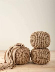 img 1 attached to 🛋️ Hand Woven Braided Jute Pouf: Stylish Ottoman and Footrest for Living Room, Bedroom, and Kids Room – Small Furniture (18”x18”x14”)
