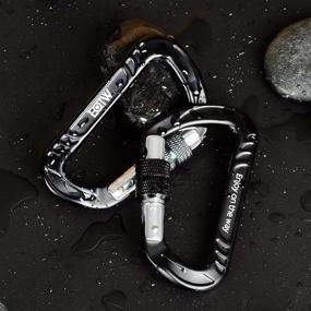 img 1 attached to 🔒 EOTW 12KN Heavy Duty Locking Carabiner Clips with Screwgate - Ideal for Hammocks, Keychains, Traveling, Dog Leashes, Hiking, and Outdoor Activities