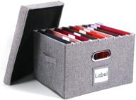 linen file storage organizer with lid, collapsible office boxes for letter/legal size files, hanging folder document organizers with slide rails logo