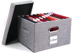 img 4 attached to Linen File Storage Organizer with Lid, Collapsible Office Boxes for Letter/Legal Size Files, Hanging Folder Document Organizers with Slide Rails