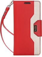 📱 procase galaxy note 8 wallet case, flip kickstand case with card slots mirror wristlet, folding stand protective cover for samsung galaxy note8 2017 -red logo