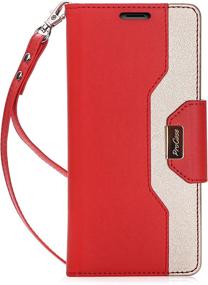 img 4 attached to 📱 ProCase Galaxy Note 8 Wallet Case, Flip Kickstand Case with Card Slots Mirror Wristlet, Folding Stand Protective Cover for Samsung Galaxy Note8 2017 -Red