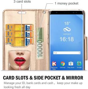 img 3 attached to 📱 ProCase Galaxy Note 8 Wallet Case, Flip Kickstand Case with Card Slots Mirror Wristlet, Folding Stand Protective Cover for Samsung Galaxy Note8 2017 -Red