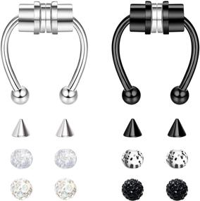 img 4 attached to 👃 UBGICIG Stainless Steel Magnetic Septum Rings for Women & Men - Fake Non-Pierced Nose Ring Hoop, Horseshoe Septum Piercing, Clip On Nose Hoop Rings for Enhancing Style