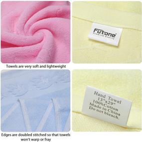 img 3 attached to Futone Cotton Hand Towels Set - Face, Bath, and Gym Towels for Bathroom - Men and Women - 100% Cotton - 13x29 Inches - Pack of 6 - Pink, Yellow, Blue