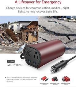 img 1 attached to BESTEK 150W Car Inverter with Socket Cigarette Lighter Distributor, Power Adapter Dual 2.4A USB, Single American Standard Socket - Compatible with Mobile Phone, GPS, Driving Recorder, PC, Portable Coke Cup