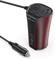 bestek 150w car inverter with socket cigarette lighter distributor, power adapter dual 2.4a usb, single american standard socket - compatible with mobile phone, gps, driving recorder, pc, portable coke cup logo