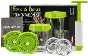 img 4 attached to Enhance Your Fermentation Game with Mason Jar Fermentation Lids, Weights, Pump & Recipe Book - Complete Kit! Including 4 Airlock Fermentation Lids, 2 Fermentation Weights, Air Pump, and Bonus Fork&Pickle Fermenting Starter Pack by Boxiti.