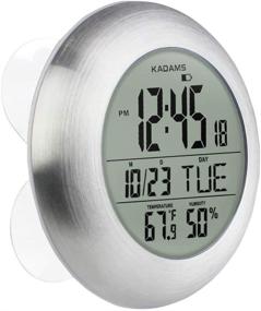 img 3 attached to ⏰ KADAMS Waterproof Digital Shower Wall Clock with Seconds Counter, Temperature Humidity, Moisture Proof, Calendar Month Date Day, Suction Cup Stand Hanging Hole - Silver Frame