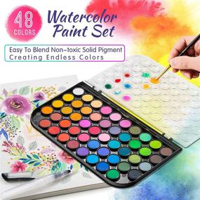 img 3 attached to THEAN 48-Color Watercolor Paint Set - Ideal for Kids, Adults, Beginners, and Artists | Includes Palette, Painting Brush, and Refillable Water Brush Pen