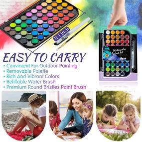 img 1 attached to THEAN 48-Color Watercolor Paint Set - Ideal for Kids, Adults, Beginners, and Artists | Includes Palette, Painting Brush, and Refillable Water Brush Pen