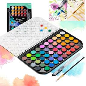 img 4 attached to THEAN 48-Color Watercolor Paint Set - Ideal for Kids, Adults, Beginners, and Artists | Includes Palette, Painting Brush, and Refillable Water Brush Pen
