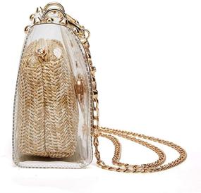 img 2 attached to 👜 2 in 1 Transparent Shoulder Bag Set: Clear Purse with Rivet Chain Strap for Women Crossbody Bag - Fashionable PVC Handbags