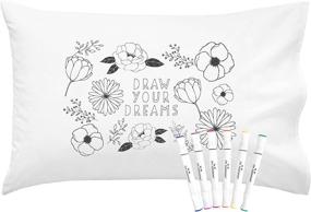 img 4 attached to 🎨 Oh, Susannah Draw Your Dreams Coloring Pillowcase: Standard Size (20x30 Inches) with Fabric Markers - Doodle Pillow Cover Included