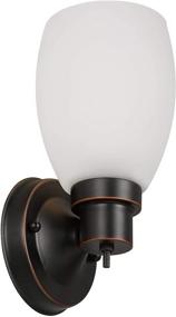 img 4 attached to 🏡 Design House 588814-ORB Lydia 1 Indoor Wall Light: Dimmable with White Frosted Glass Shade in Oil Rubbed Bronze