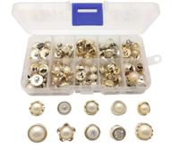 🧵 chris.w 100pcs sew in faux pearl buttons with shank for sewing crafts - white and gold collection, 10 elegant designs and storage box included logo