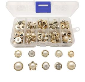 img 3 attached to 🧵 Chris.W 100Pcs Sew in Faux Pearl Buttons with Shank for Sewing Crafts - White and Gold Collection, 10 Elegant Designs and Storage Box Included