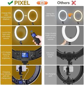 img 1 attached to 💡 Enhance Your Lighting: PIXEL 19-inch Ring Light Kit with LCD Screen, Remote Control, and Tripod - Perfect for Makeup, YouTube Videos, Barbers, and Tiktok Live!