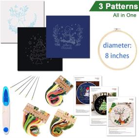 img 3 attached to 🧵 Beginner's Embroidery Kit: Includes Pattern, Instructions, 3 Cross Stitch Sets with Floral Designs, 1 Hoop, Color Threads, and Tools - Perfect for Xmas Tree & Snowman Embroidery Projects