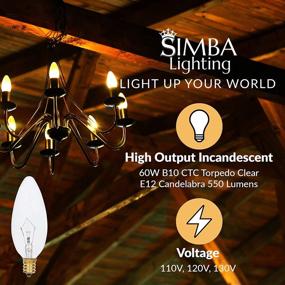 img 3 attached to 🔥 Simba Lighting Candelabra Torpedo Clear B10 CTC 60W E12 Base (12 Pack) – Decorative Incandescent Bulbs 120V for Chandeliers, Ceiling Fans, Pendants, Sconces, Dimmable, Warm White 2700K