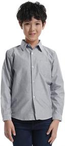img 3 attached to 👔 OCHENTA Boys and Men's Long Sleeve Button Down Oxford Casual Dress Shirt