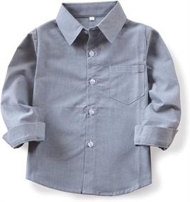 img 4 attached to 👔 OCHENTA Boys and Men's Long Sleeve Button Down Oxford Casual Dress Shirt