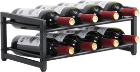 img 4 attached to 🍷 Giikin Black 2-Tier Freestanding Wine Rack - Countertop Storage Shelf for 12 Bottles - Industrial Metal Organizer Stand - Display Holder for Cabinet, Table, Floor, Bar, Cellar