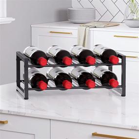 img 1 attached to 🍷 Giikin Black 2-Tier Freestanding Wine Rack - Countertop Storage Shelf for 12 Bottles - Industrial Metal Organizer Stand - Display Holder for Cabinet, Table, Floor, Bar, Cellar