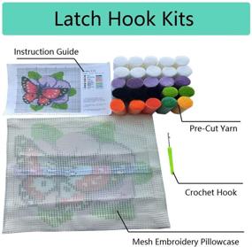 img 3 attached to 🧶 Latch Hook Kits for Pillow Making Crafts - Preprinted Canvas for Kids/Adults and Beginners, 16x16 Inch