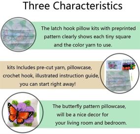 img 2 attached to 🧶 Latch Hook Kits for Pillow Making Crafts - Preprinted Canvas for Kids/Adults and Beginners, 16x16 Inch