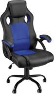 🎮 high back ergonomic video game chairs for adults/teens/kids - racing style computer office chair with adjustable swivel, armrest, comfortable pu leather & mesh, silent rolling wheels - blue логотип