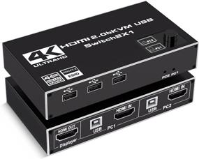 img 4 attached to 🖥️ 2 Port HDMI KVM Switcher Box - 4K 60Hz, USB, Share 2 Computers with one Keyboard Mouse and Monitor, Supports 4K (3840x2160), UHD, HDMI2.0b HDCP2.2, Wireless Keyboard and Mouse Compatibility