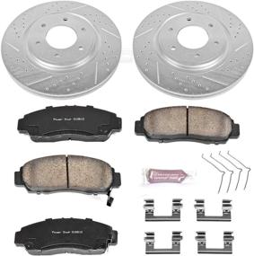 img 1 attached to 🔋 Повышенная производительность: Комплект передних тормозных колодок Power Stop Z23 Carbon Fiber с просверленными и прорезанными тормозными дисками.