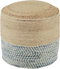img 3 attached to Blue & Beige 19 x 19 Inches Signature Design by Ashley Sweed Valley Braided Round Pouf Ottoman