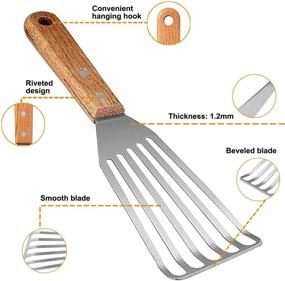 img 1 attached to 🍳 ROMANTICIST Stainless Steel Wide Thin Kitchen Fish Spatula - Lightweight and Durable Slotted Spatula - Beveled-Edged Design Cooking Spatula - Ideal Spatulas for Cooking - Perfect Gift for Dads and Chefs