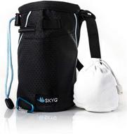 skyg chalk bag: refillable chalk ball (2.3 oz) with belt, carabiner clip, brush loop, and 2 zippered pockets - ideal for rock climbing, bouldering, gymnastics, cross fit, and lifting logo