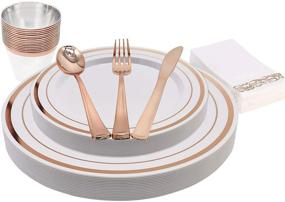 img 4 attached to 🍽️ Convenient Disposable Plastic Dinnerware Set with Napkins for any Occasion