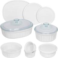 corningware french white 12-piece ceramic bakeware set: round and oval delights logo