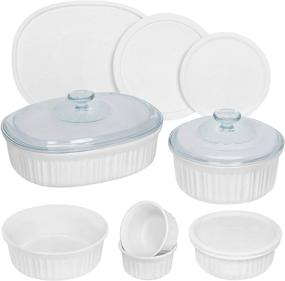 img 4 attached to CorningWare French White 12-Piece Ceramic Bakeware Set: Round and Oval Delights